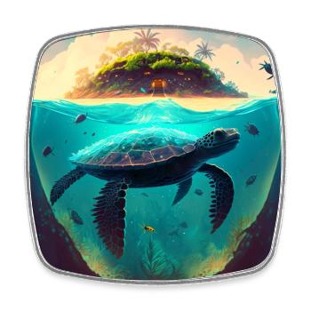 Die Hawaii Schildkröte - Viereckiger Kühlschrankmagnet - Weiß - Vorne