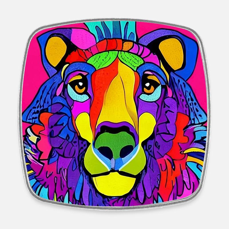 Lion, abstract - Square fridge magnet - white