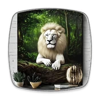 Lion blanc et majestueux - Magnet carré - blanc - Devant