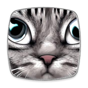 Katze mit großen, süßen Augen - Viereckiger Kühlschrankmagnet - Weiß - Vorne