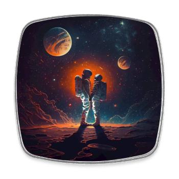 Space Future Love - Best for Couples - Viereckiger Kühlschrankmagnet - Weiß - Vorne