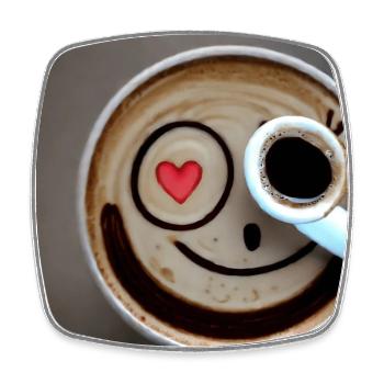 Happy Kaffeetasse - Viereckiger Kühlschrankmagnet - Weiß - Vorne