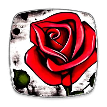 Red rose graffiti style - Square fridge magnet - white - Front