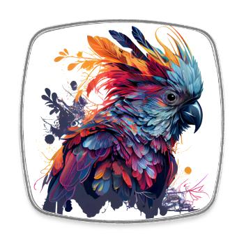Psychedelic cockatoo in colorful street art look - Square fridge magnet - white - Front