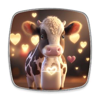 cute Kuh mit Herzchen - Viereckiger Kühlschrankmagnet - Weiß - Vorne