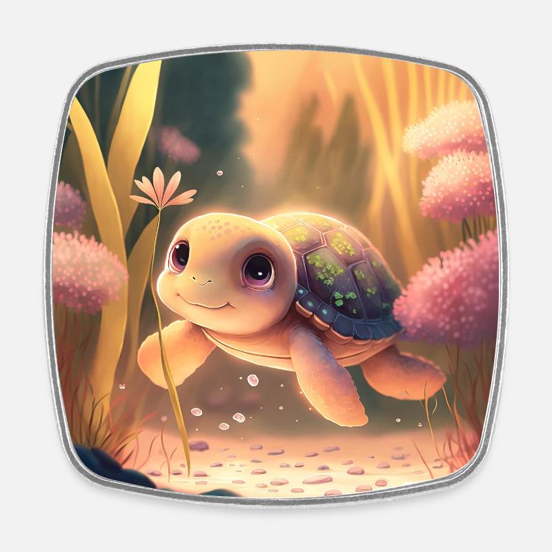 baby turtle - Square fridge magnet - white