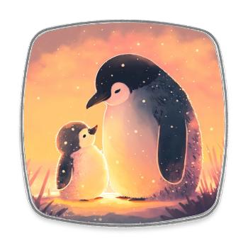 Famille Penguin - Magnet carré - blanc - Devant