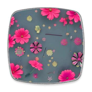 Blumen pink - Viereckiger Kühlschrankmagnet - Weiß - Vorne