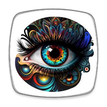 Auge 2 - Viereckiger Kühlschrankmagnet - Weiß - Vorne