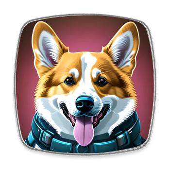 Portrait de corgi - Magnet carré - blanc - Devant