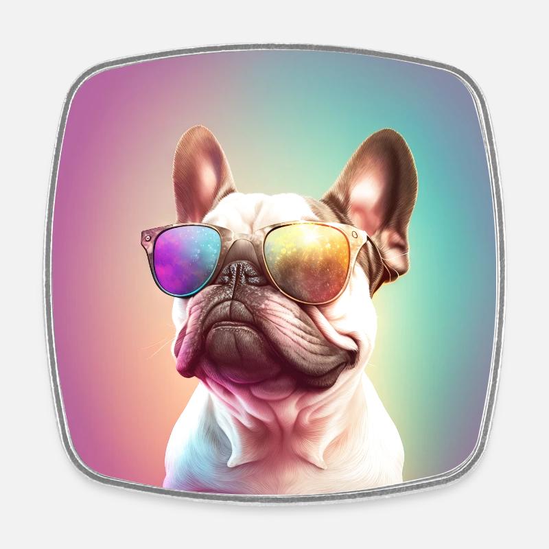 Bouledogue français - Magnet carré - blanc