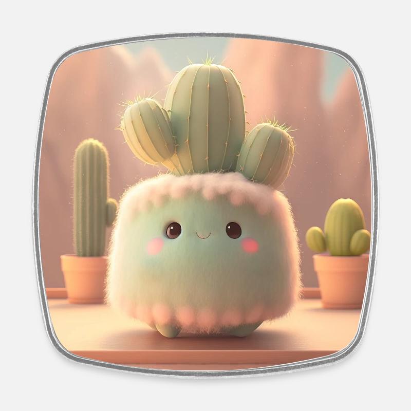 bébé cactus - Magnet carré - blanc