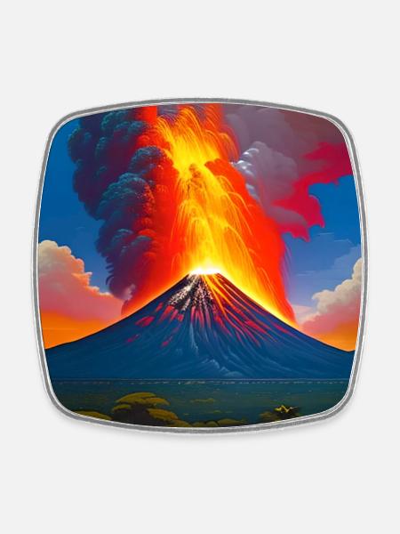 Volcano - Magnet carré - blanc