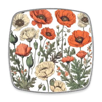Wunderschönes Boho Mohn Herbarium Bouquet - Viereckiger Kühlschrankmagnet - Weiß - Vorne