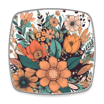 Wunderschönes Boho Blumen Herbarium Bouquet - Viereckiger Kühlschrankmagnet - Weiß - Vorne