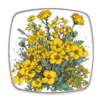 Wunderschönes Boho Blumen Herbarium Bouquet gelb - Viereckiger Kühlschrankmagnet - Weiß - Vorne