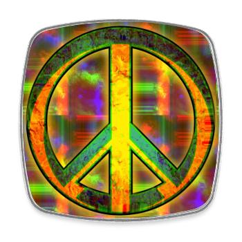 Peace [Zeichen] - Viereckiger Kühlschrankmagnet - Weiß - Vorne