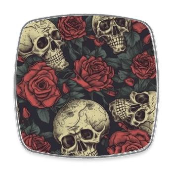 skulls and roses pattern - Magnet carré - blanc - Devant
