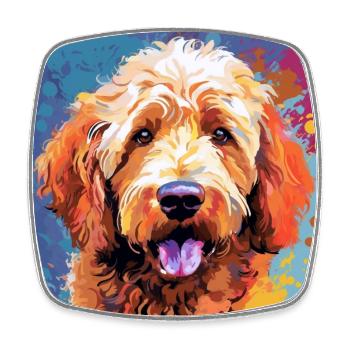 Golden Doodle Pop Art - Viereckiger Kühlschrankmagnet - Weiß - Vorne