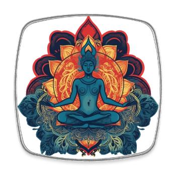 Colorful Buddha Yoga motif with ornaments - Square fridge magnet - white - Front