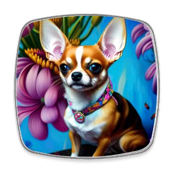 Chihuahua - Chéri - Magnet carré - blanc - Devant
