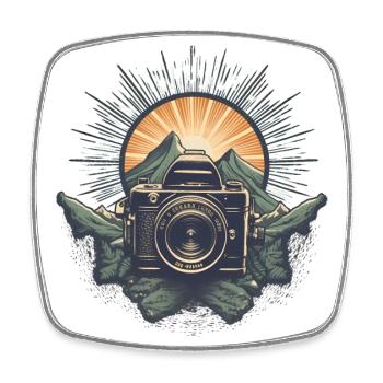 Cooles Retro Kamera Logo - Viereckiger Kühlschrankmagnet - Weiß - Vorne