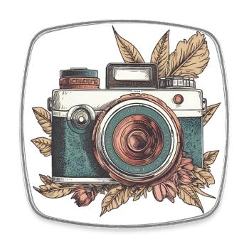 Coole Vintage Retro Kamera Boho Style - Viereckiger Kühlschrankmagnet - Weiß - Vorne