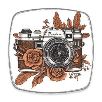 Coole Vintage Retro Kamera Boho Style braun - Viereckiger Kühlschrankmagnet - Weiß - Vorne
