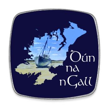 Dún na nGall (navy background) - Square fridge magnet - white - Front