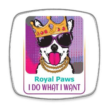 Stubborn Dog King - Square fridge magnet - white - Front