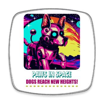 RoboVolt-Stil: Roboterhund - Viereckiger Kühlschrankmagnet - Weiß - Vorne