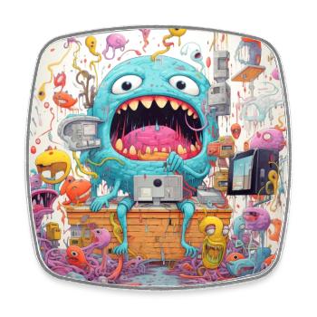Monster Doodle 3 - Square fridge magnet - white - Front