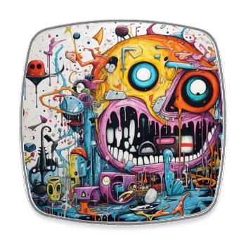 Monster Doodle 4 - Viereckiger Kühlschrankmagnet - Weiß - Vorne