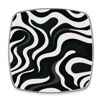 Monochrome Waves: Modern Abstract Ebb and Flow - Square fridge magnet - white - Front