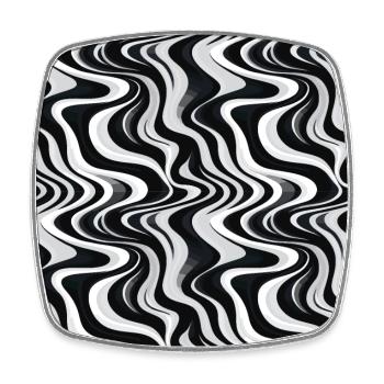 Monochrome Waves: Modern Abstract Ebb and Flow - Square fridge magnet - white - Front