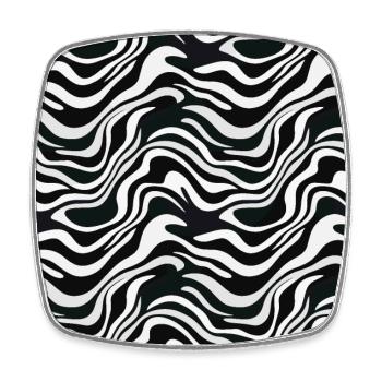 Monochrome Waves: Modern Abstract Ebb and Flow - Square fridge magnet - white - Front