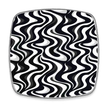 Monochrome Waves: Modern Abstract Ebb and Flow - Square fridge magnet - white - Front