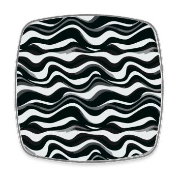 Monochrome Waves: Modern Abstract Ebb and Flow - Square fridge magnet - white - Front