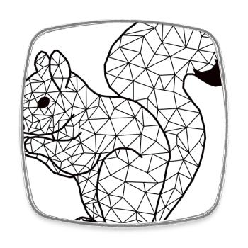 Squirrell GeomeTRIX - Viereckiger Kühlschrankmagnet - Weiß - Vorne