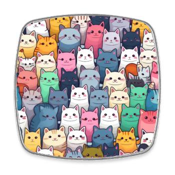 Pelzige Niedlichkeit: 101 Kawaii-Katzen im Pastellparadies - Viereckiger Kühlschrankmagnet - Weiß - Vorne