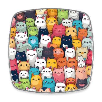 Pelzige Niedlichkeit: 101 Kawaii-Katzen im Pastellparadies - Viereckiger Kühlschrankmagnet - Weiß - Vorne
