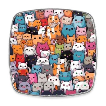 Pelzige Niedlichkeit: 101 Kawaii-Katzen im Pastellparadies - Viereckiger Kühlschrankmagnet - Weiß - Vorne