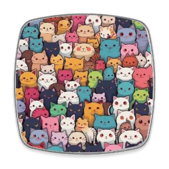 Pelzige Niedlichkeit: 101 Kawaii-Katzen im Pastellparadies - Viereckiger Kühlschrankmagnet - Weiß - Vorne