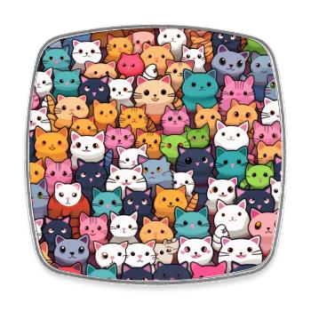 Pelzige Niedlichkeit: 101 Kawaii-Katzen im Pastellparadies - Viereckiger Kühlschrankmagnet - Weiß - Vorne