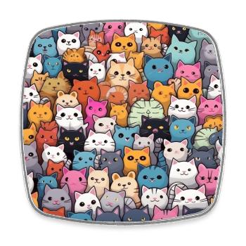 Pelzige Niedlichkeit: 101 Kawaii-Katzen im Pastellparadies - Viereckiger Kühlschrankmagnet - Weiß - Vorne