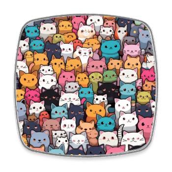 Pelzige Niedlichkeit: 101 Kawaii-Katzen im Pastellparadies - Viereckiger Kühlschrankmagnet - Weiß - Vorne