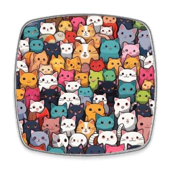 Pelzige Niedlichkeit: 101 Kawaii-Katzen im Pastellparadies - Viereckiger Kühlschrankmagnet - Weiß - Vorne