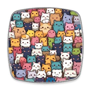 Pelzige Niedlichkeit: 101 Kawaii-Katzen im Pastellparadies - Viereckiger Kühlschrankmagnet - Weiß - Vorne