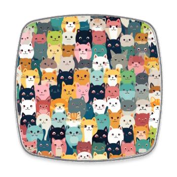 Pelzige Niedlichkeit: 101 Kawaii-Katzen im Pastellparadies - Viereckiger Kühlschrankmagnet - Weiß - Vorne