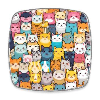 Pelzige Niedlichkeit: 101 Kawaii-Katzen im Pastellparadies - Viereckiger Kühlschrankmagnet - Weiß - Vorne